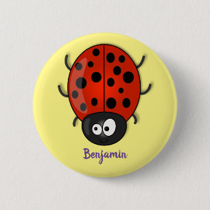 Badge Rond 5 Cm Caricature de coccinelle rouge joyeux