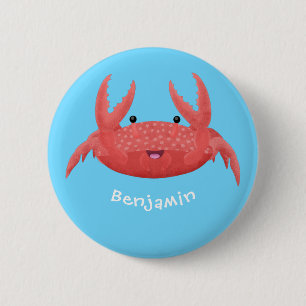 Badge Rond 5 Cm Caricature de crabe rouge cuite