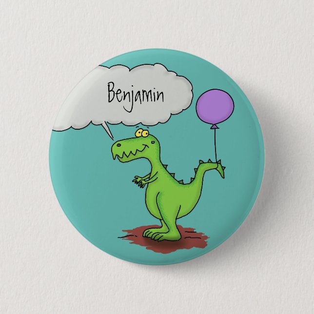 Badge Rond 5 Cm Caricature de dragon dragon drôle et vert respiran (Devant)