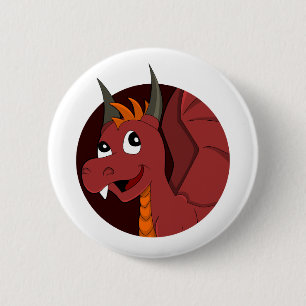 Badge Rond 5 Cm Caricature de dragon rouge