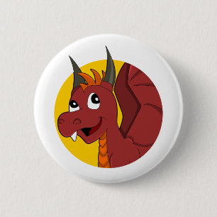 Badge Rond 5 Cm Caricature de dragon rouge