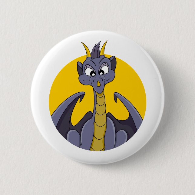 Badge Rond 5 Cm Caricature de dragon violet (Devant)