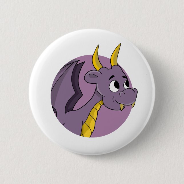 Badge Rond 5 Cm Caricature de dragon violet (Devant)