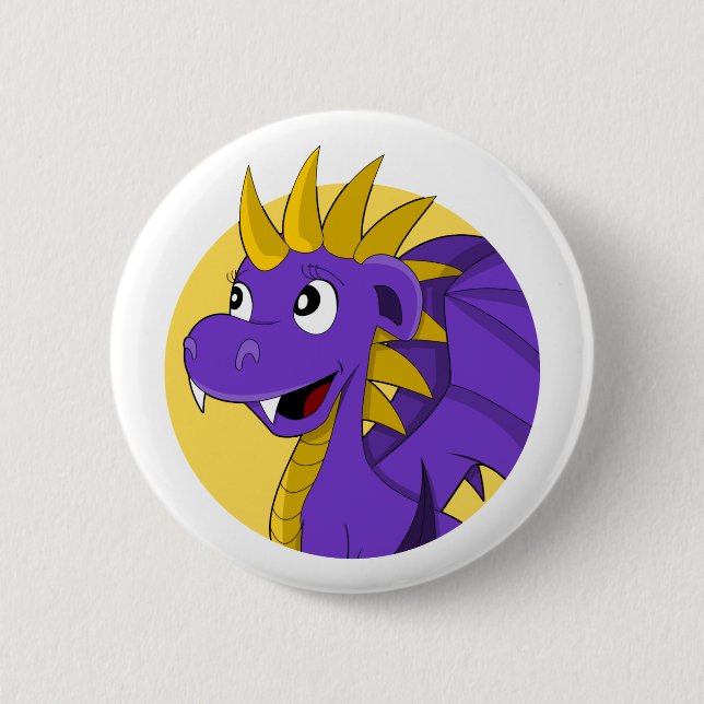 Badge Rond 5 Cm Caricature de dragon violet (Devant)