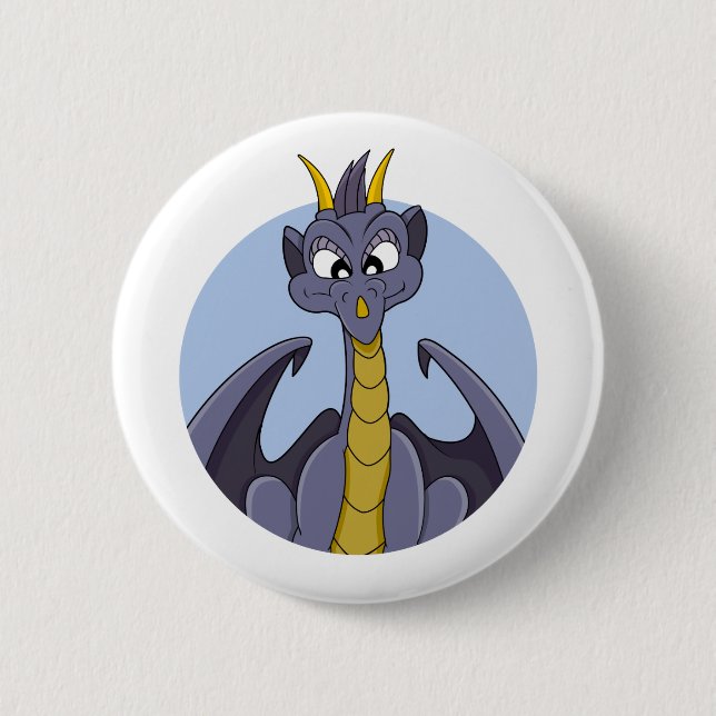 Badge Rond 5 Cm Caricature de dragon violet (Devant)