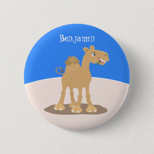 Badge Rond 5 Cm Caricature de dromadaire joyeux et souriant