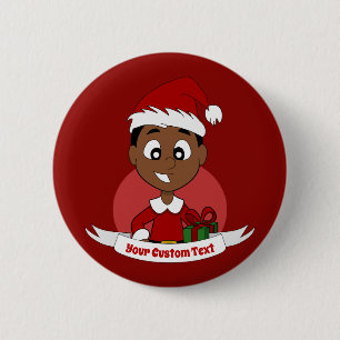 Badge Rond 5 Cm Caricature de garçon Noël mignon