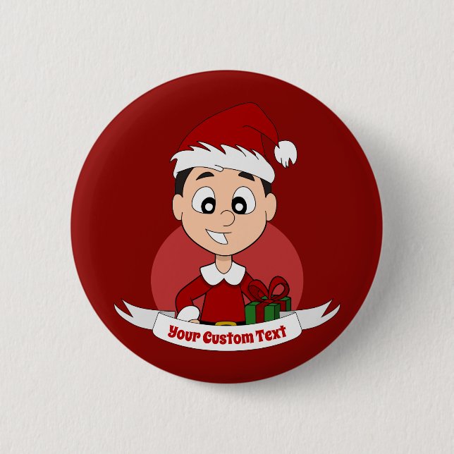 Badge Rond 5 Cm Caricature de garçon Noël mignon (Devant)