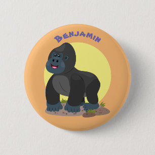 Badge Rond 5 Cm Caricature de gros gorilles joyeux