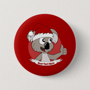 Badge Rond 5 Cm Caricature de koala de Noël