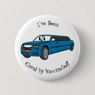 Badge Rond 5 Cm Caricature de la Limousine bleu mignonne