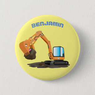 Badge Rond 5 Cm Caricature de la pelle orange