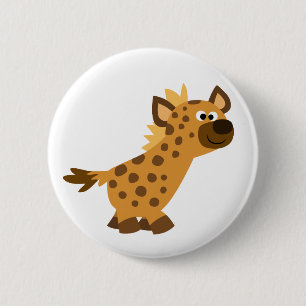 Badge Rond 5 Cm Caricature de marche mignonne Hyena