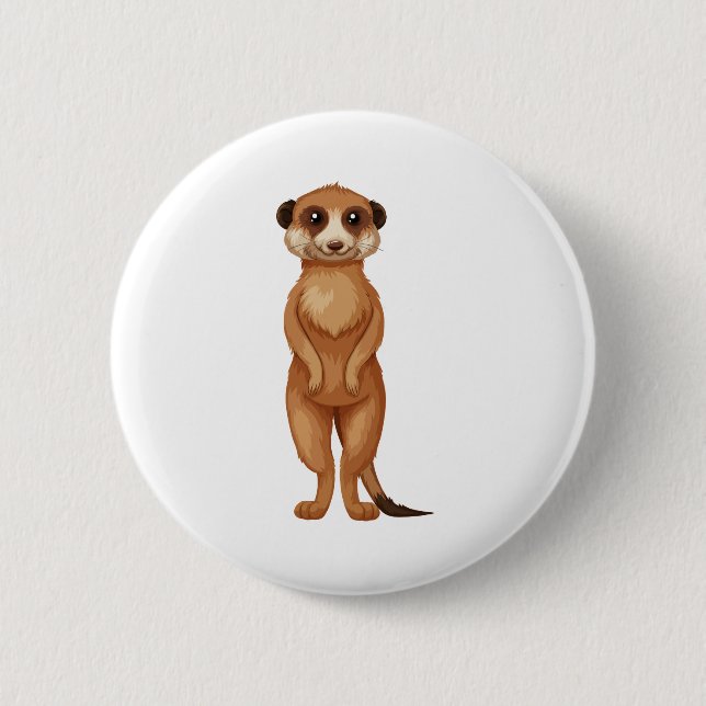 Badge Rond 5 Cm Caricature de Meerkat (Devant)