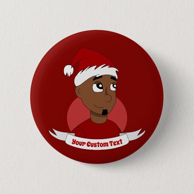 Badge Rond 5 Cm Caricature de Noël de l'homme souriant (Devant)