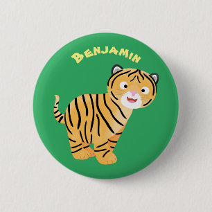 Badge Rond 5 Cm Caricature de petit tigre joyeux