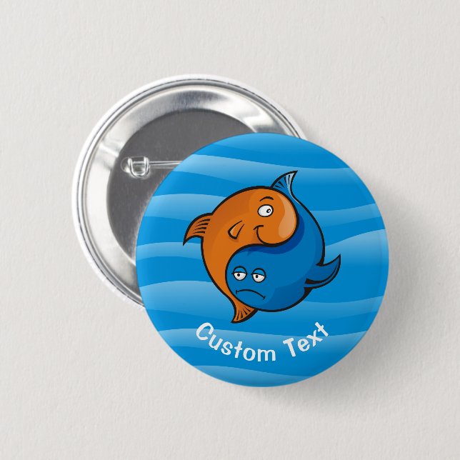 Badge Rond 5 Cm Caricature de poisson Yin Yang (Devant & derrière)