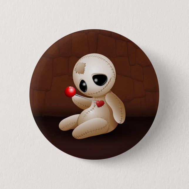 Badge Rond 5 Cm Caricature de poupée vaudou en amour (Devant)