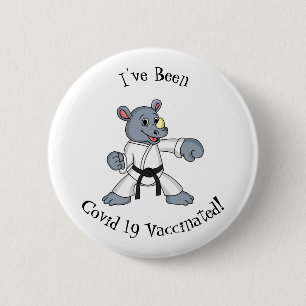 Badge Rond 5 Cm Caricature de rhino kung fu