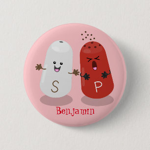Badge Rond 5 Cm Caricature de shakers de sel et de poivre de Cute
