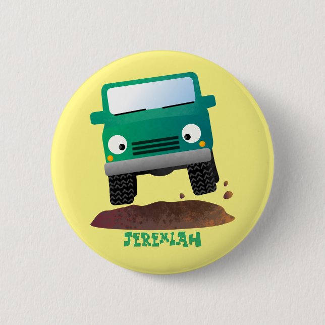 Badge Rond 5 Cm Caricature de voiture 4 X4 hors route (Devant)