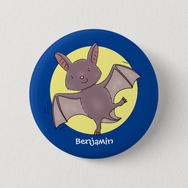 Badge Rond 5 Cm Caricature de vol de chauve-souris (Devant)