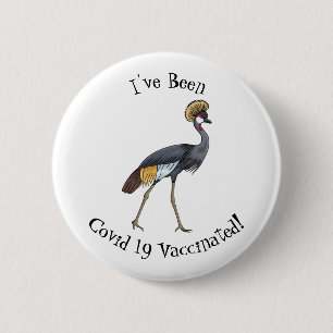Badge Rond 5 Cm Caricature d'oiseau de grue couronné gris