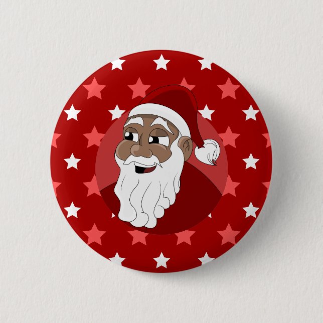 Badge Rond 5 Cm Caricature du Père Noël noir (Devant)
