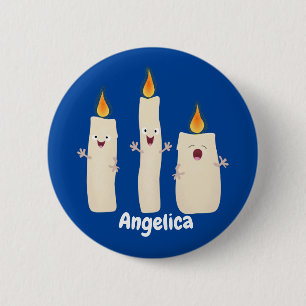 Badge Rond 5 Cm Caricature en trois chandelles mignonnes