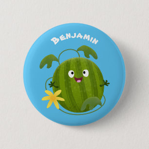 Badge Rond 5 Cm Caricature joli et souriant de pastèque