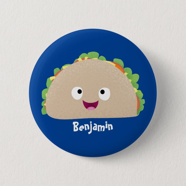 Badge Rond 5 Cm Caricature joli sourire taco dessin animé (Devant)