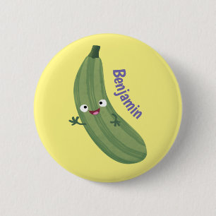 Badge Rond 5 Cm Caricature joyeux de courgettes mignonnes