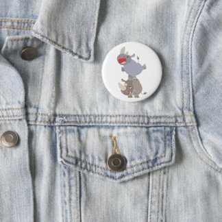 Badge Rond 5 Cm Caricature mignon Leapfrog Rhinos
