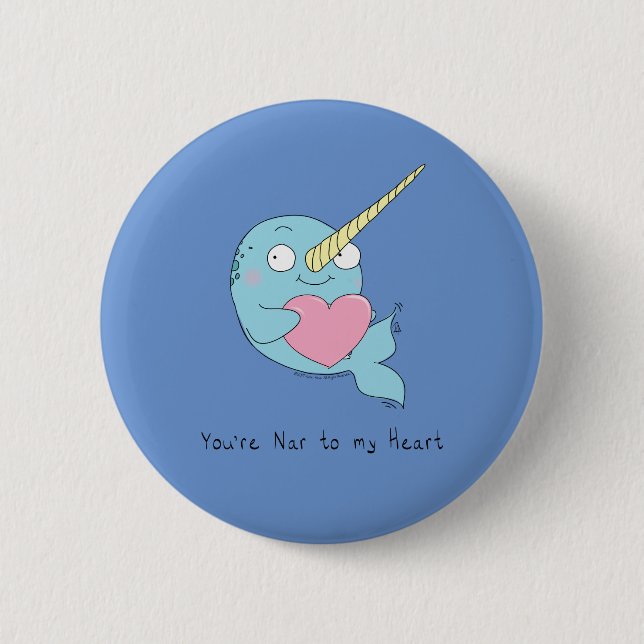Badge Rond 5 Cm Caricature Narwhal Cute Kids (Devant)