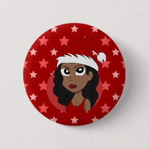 Badge Rond 5 Cm Caricature pour fille de Noël