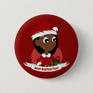 Badge Rond 5 Cm Caricature pour fille de Noël