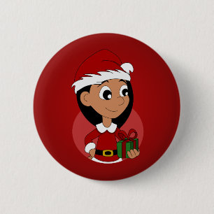Badge Rond 5 Cm Caricature pour fille de Noël