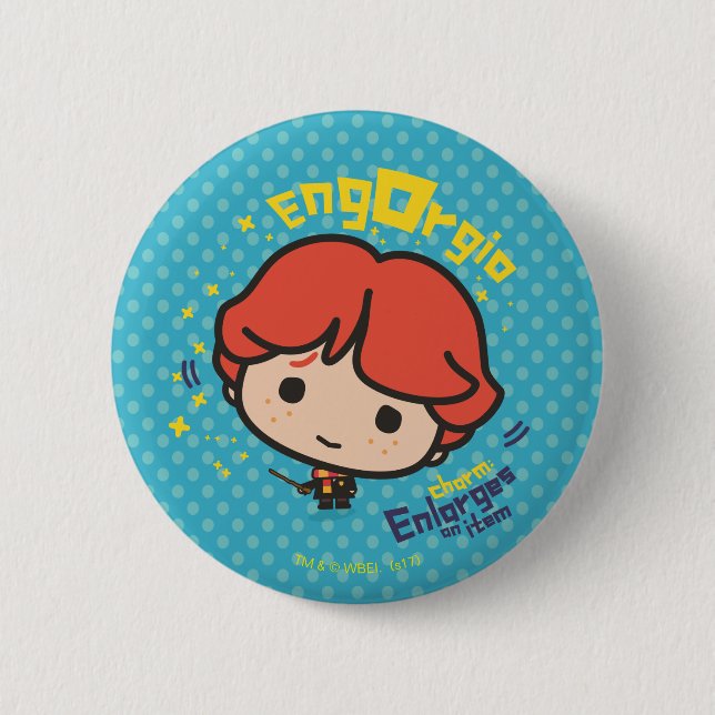 Badge Rond 5 Cm Caricature Ron Weasley Engorgio Spell (Devant)