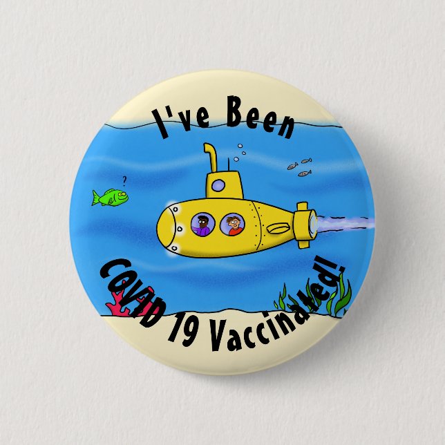 Badge Rond 5 Cm Caricature sous-marine joyeuse (Devant)