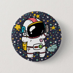 Badge Rond 5 Cm Caricature spatiale astronaute