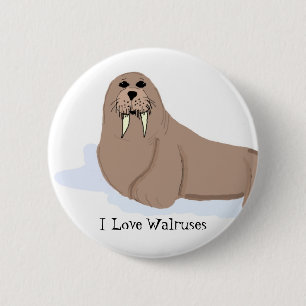 Badge Rond 5 Cm Caricature Walrus