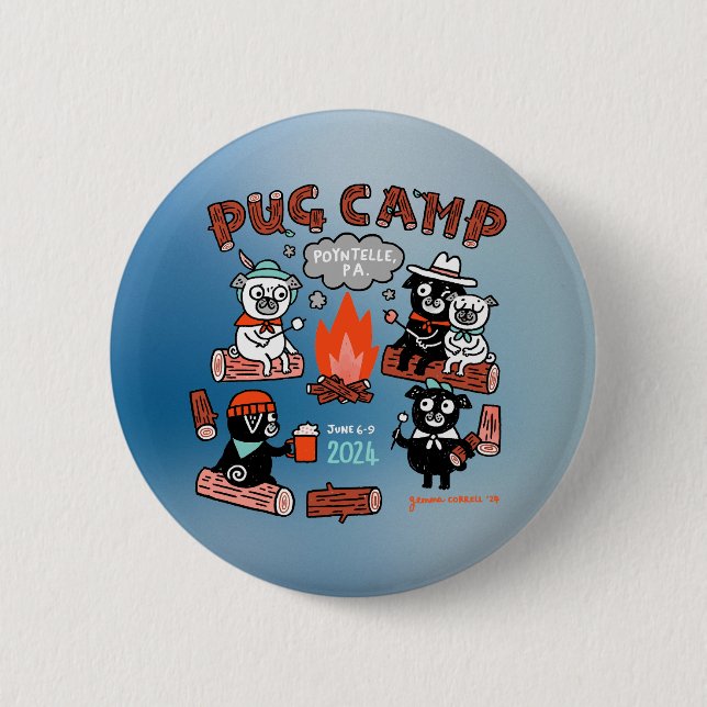 Badge Rond 5 Cm Carlin Camp 2024 Pin - Ombre (Devant)