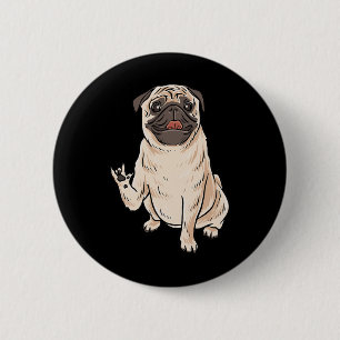 Badge Rond 5 Cm Carlin Chien Asl Geste Main Sourde Perte d'ouïe Ad