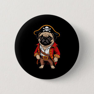 Badge Rond 5 Cm Carlin Chien Pirate Chemise Garçons Enfants Crâne
