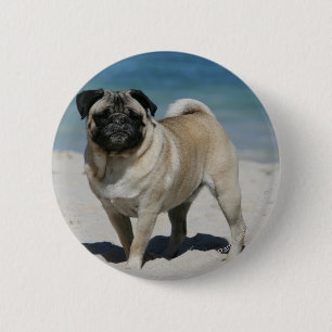 Badge Rond 5 Cm Carlin de faon à la plage