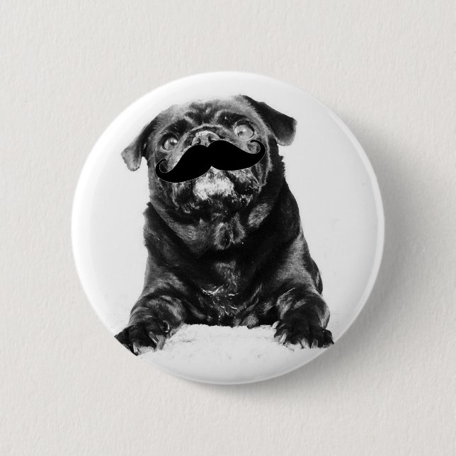 Badge Rond 5 Cm Carlin de moustache (Devant)