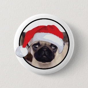 Badge Rond 5 Cm Carlin de Noël - Bouton rond Standard, 2¼ pouces