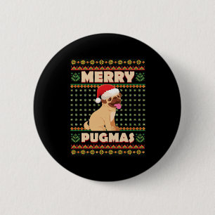 Badge Rond 5 Cm Carlin de Noël Joyeux Noël Vie de chien