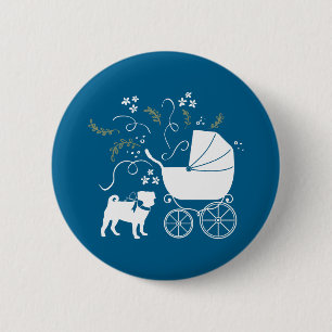 Badge Rond 5 Cm Carlin Fête Blue Thème Célébration