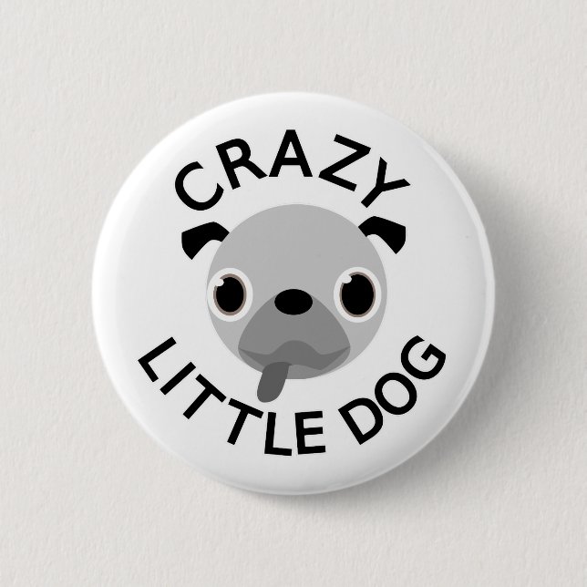 Badge Rond 5 Cm Carlin fou petit chien (Devant)